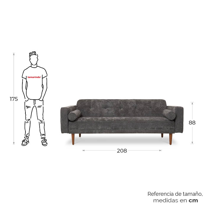 Futon Tela Gris Oxford Tomet | Sofá Cama y Futones | salas